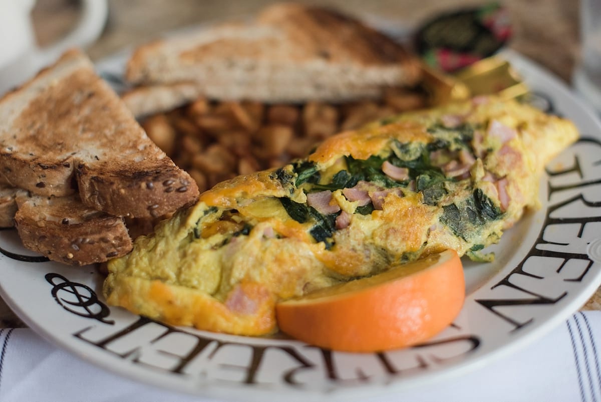 Ham cheese and spinach omelette