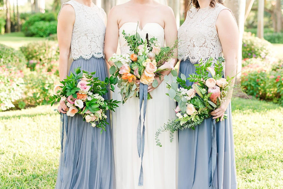 ivory and blue bridesmaids dress