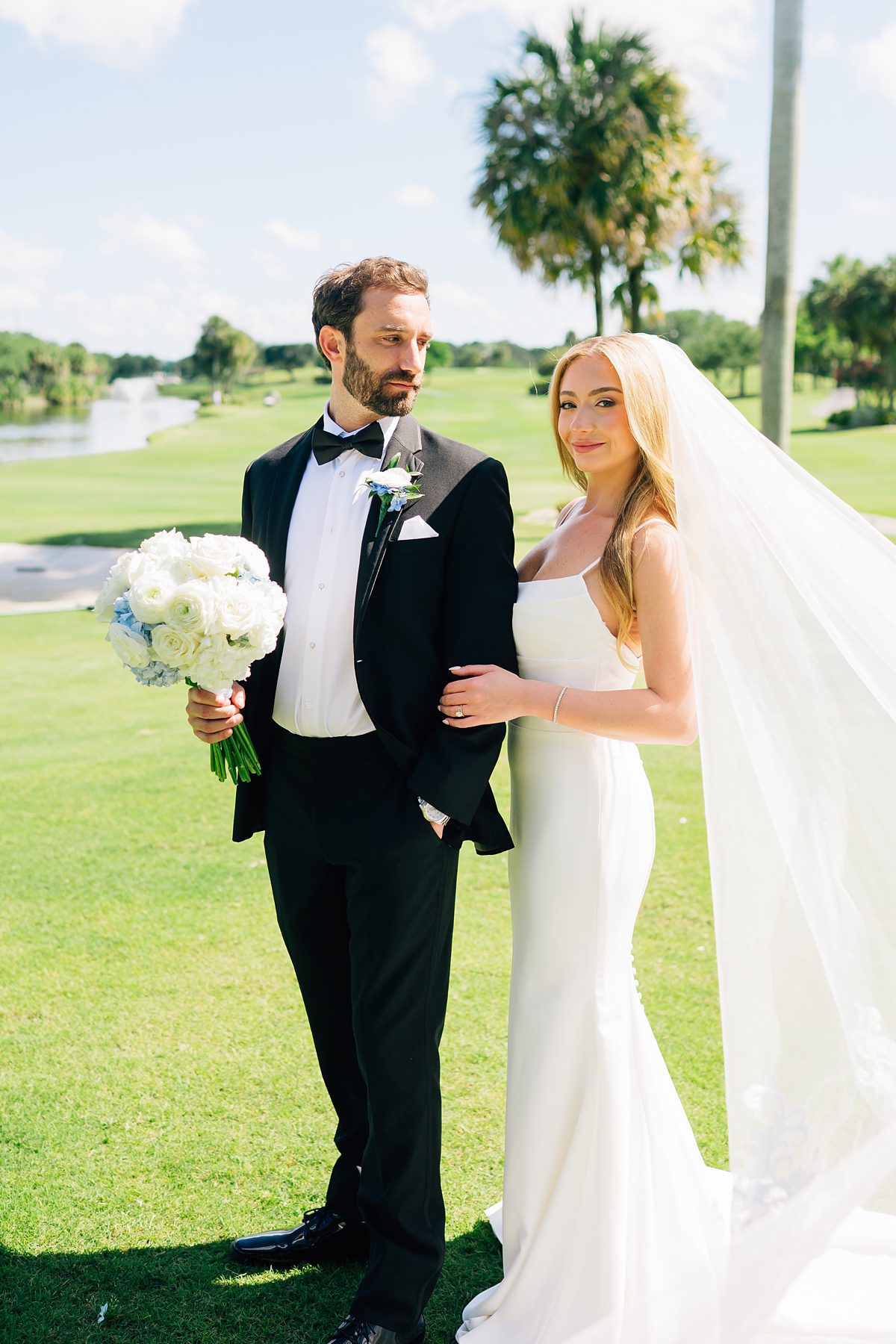 bride and groom editorial portraits Jupiter Florida