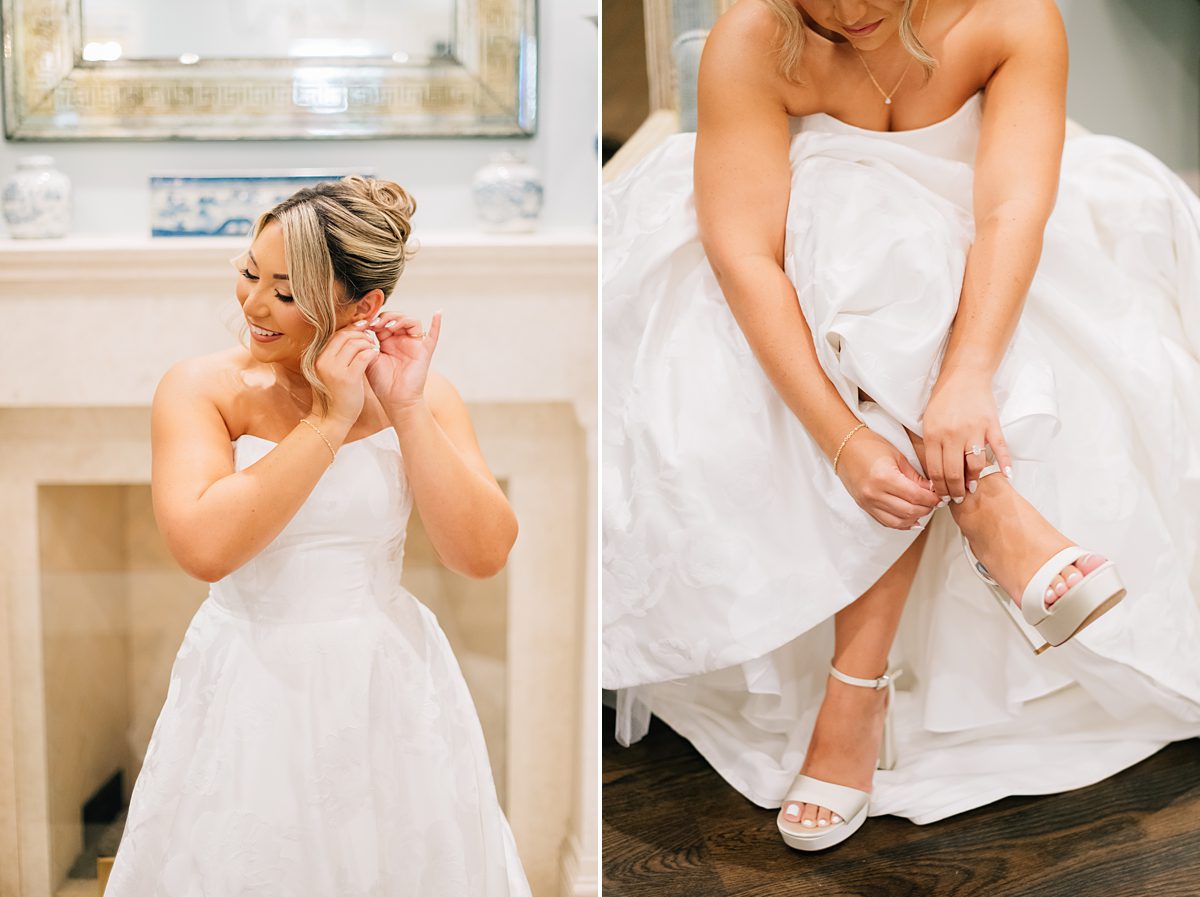 wedding dress detail coastal Pelican Club wedding