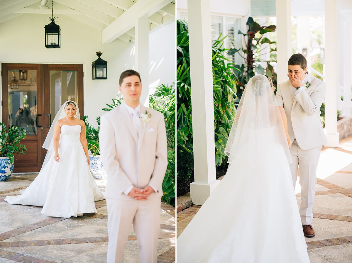 emotional first look Pelican Club wedding Jupiter FL