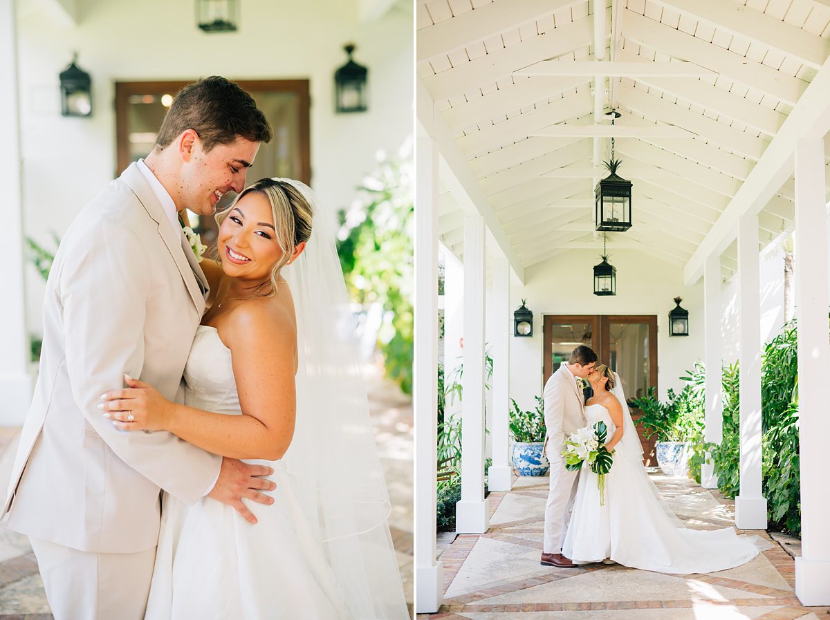 romantic bride and groom portraits Pelican Club Jupiter Florida