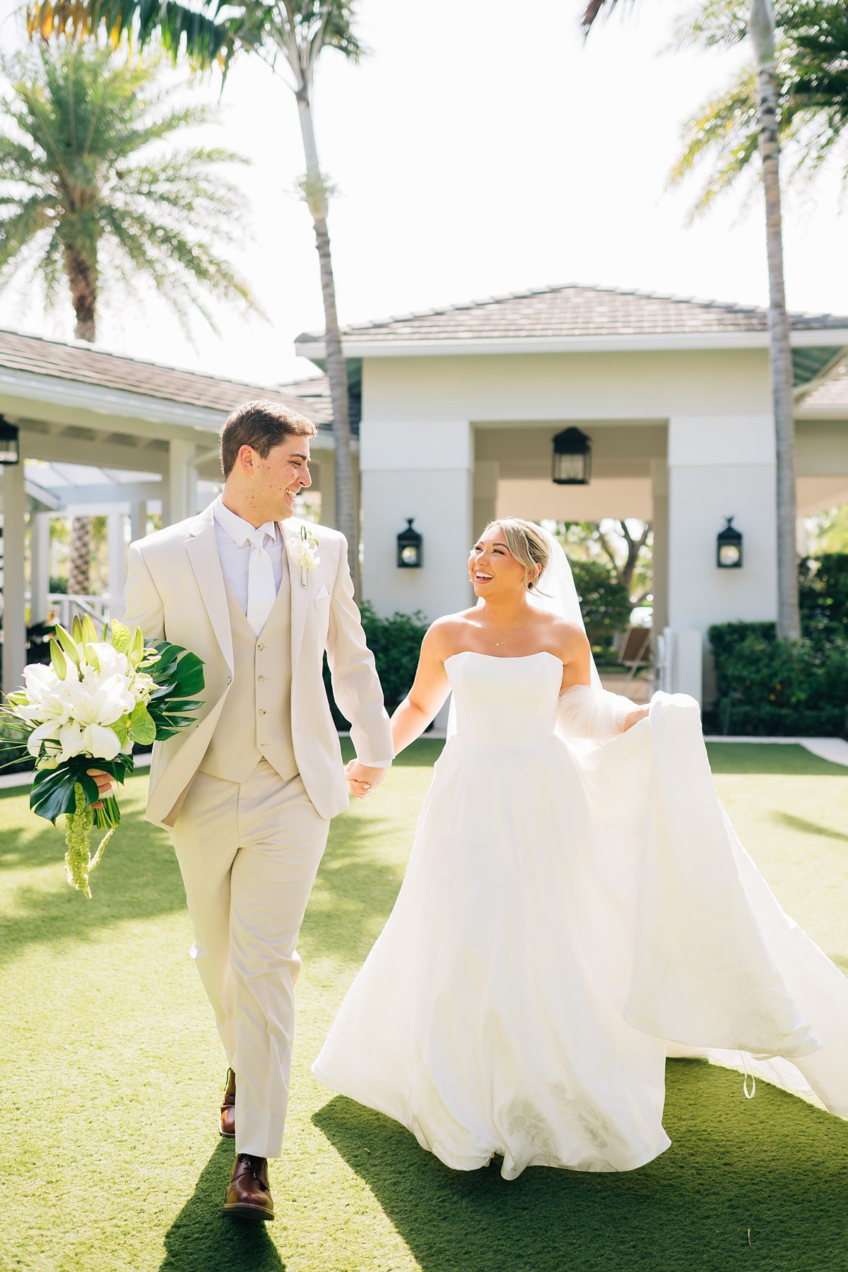 romantic bride and groom portraits Pelican Club Jupiter Florida